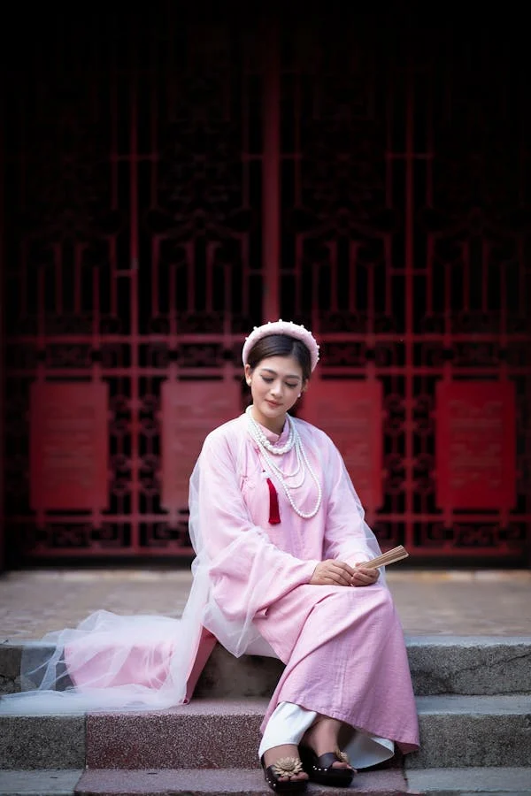 Pink dress with pearls