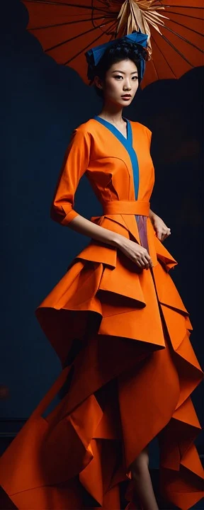 Orange and blue dress