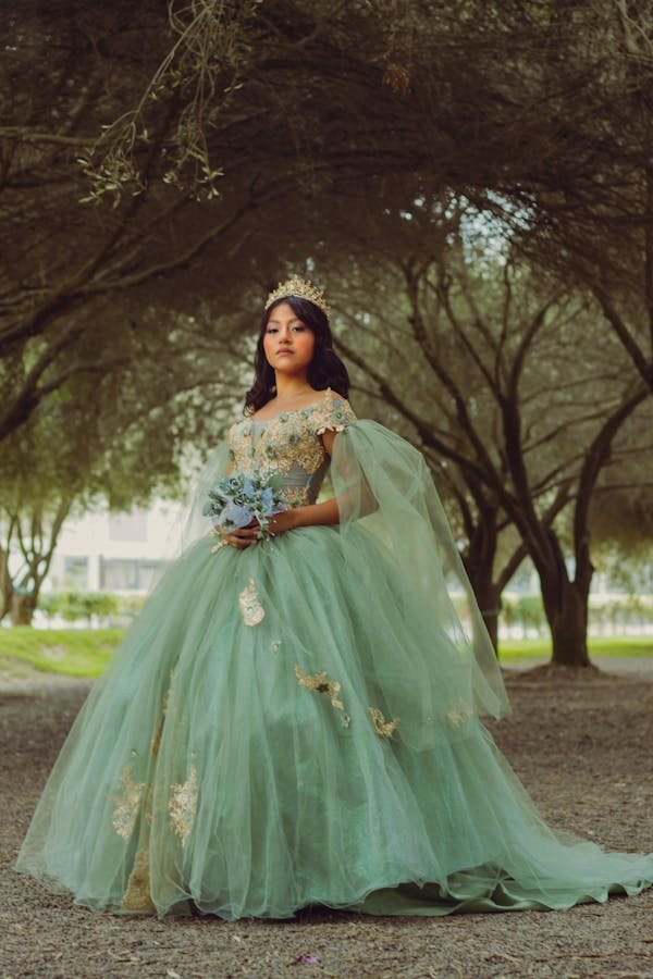 Green flower girl dress